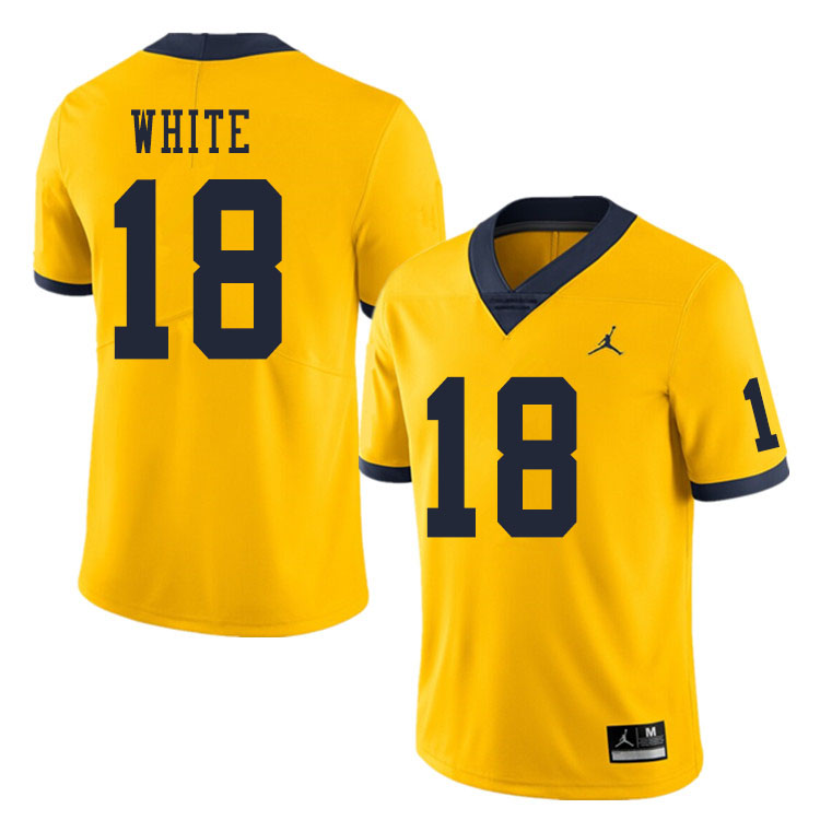 Men #18 Brendan White Michigan Wolverines College Football Jerseys Sale-Yellow